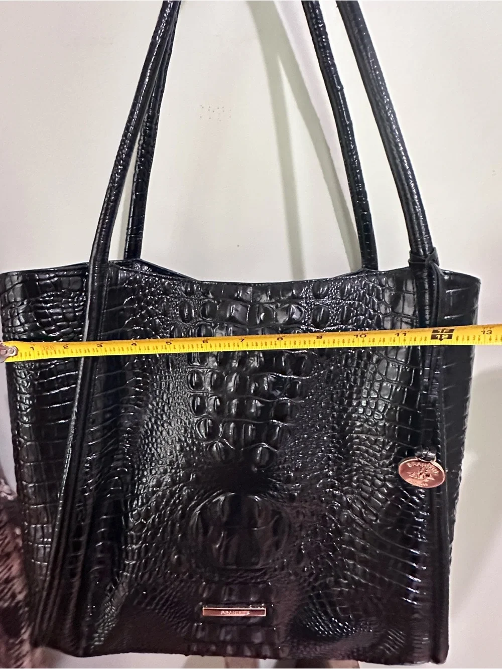 Authentic Brahmin Black Croc-Embossed Tote Bag